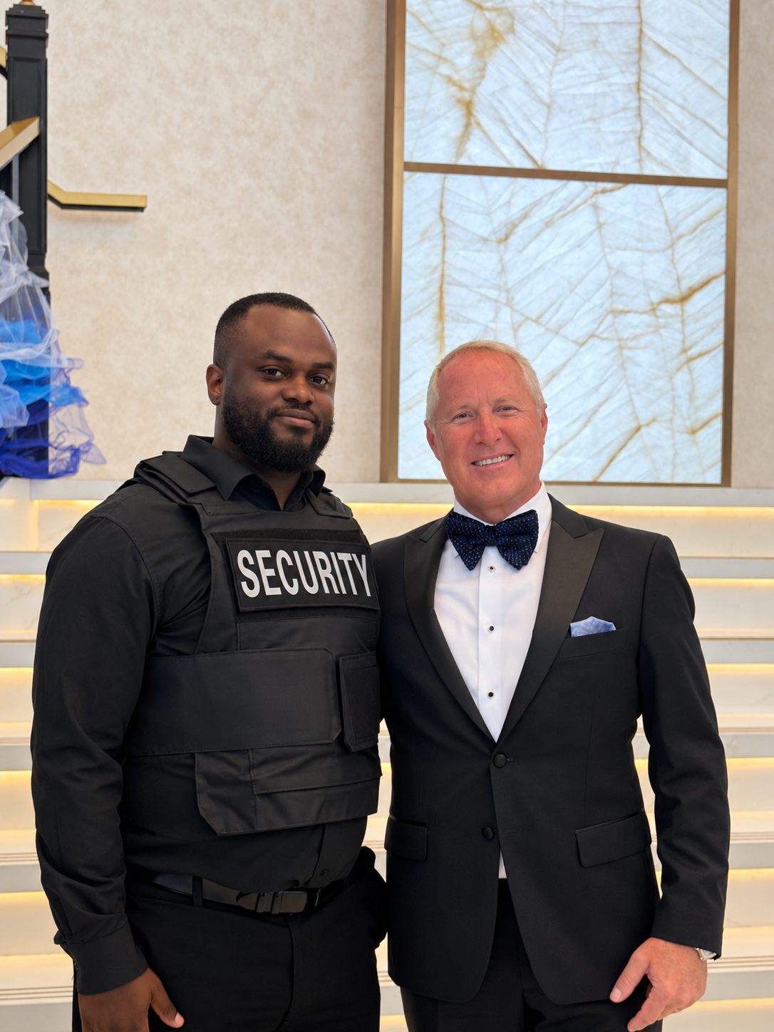 Amani Protection event security personnel with Ajax Mayor Shaun Collier at the Ajax Mayor’s Gala in Ontario.