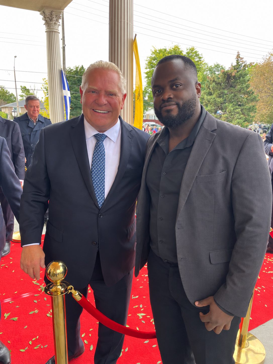 Amani Protection security personnel with Ontario Premier Doug Ford at a Greek Orthodox bishop's installation ceremony at St. Nicholas Greek Orthodox Church in Scarborough, Toronto.